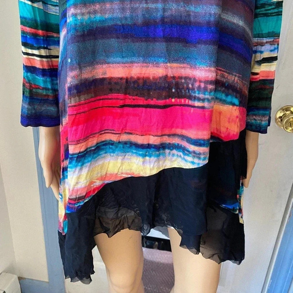 Cable & Gauge Artsy Art To Wear Summer Stretchy Comfortable Hi low Top Women  XL - Picture 6 of 6